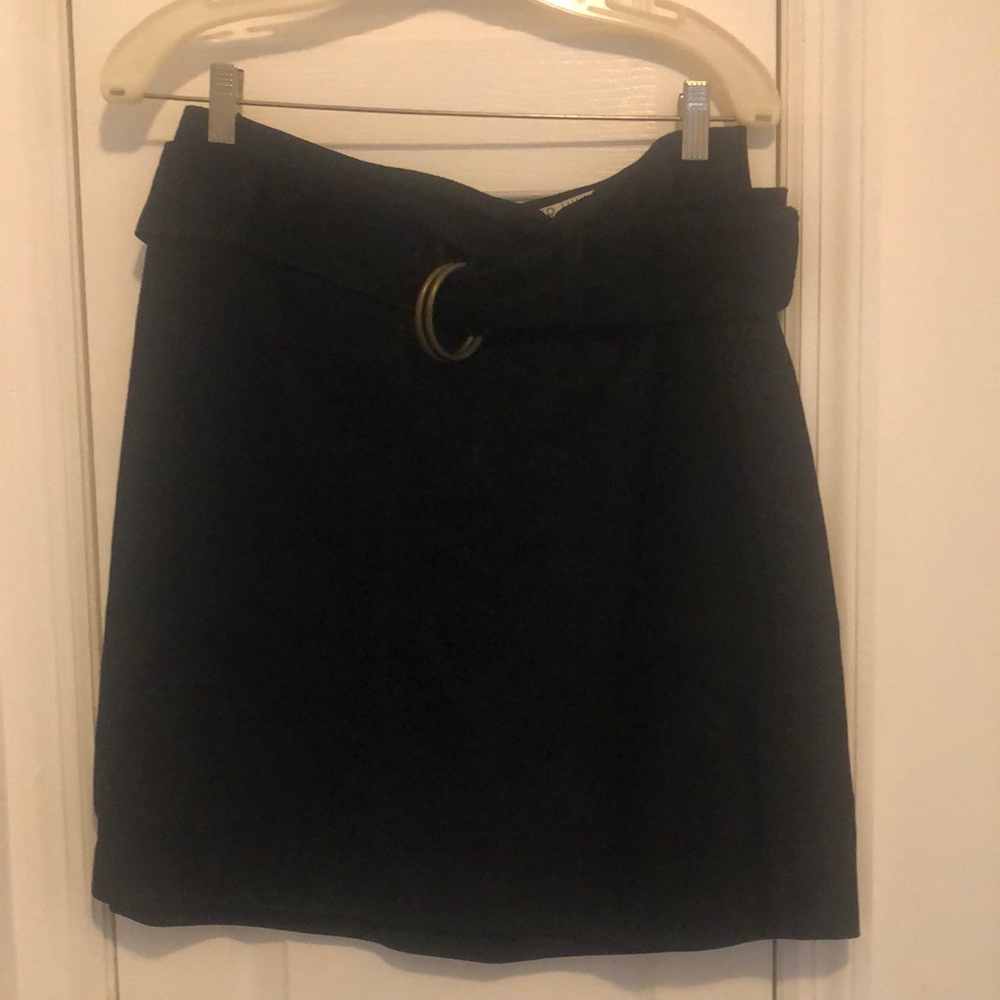 Belted suede skirt